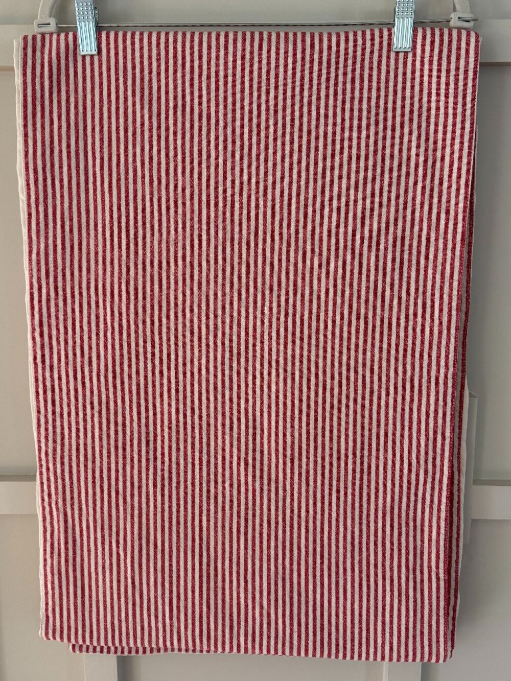 Pottery Barn Red Ticking Stripe Table Runner – 102" L